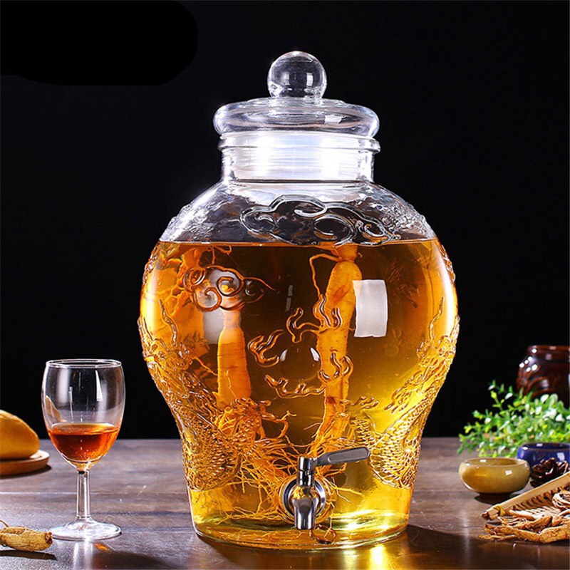 Bình ngâm rượu thuỷ tinh 6 lít Chum Rồng Có van & không van