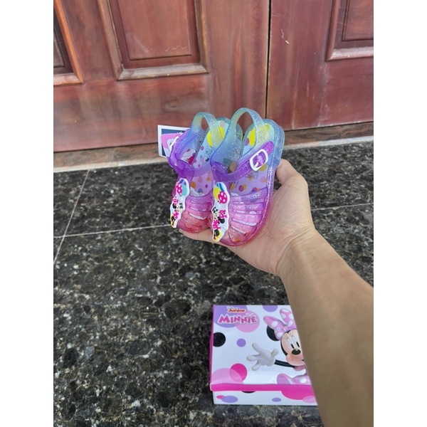 Sandal nhự bé gái MNE  Dép nhựa bé gái mềm quai dán xuất dư 0622