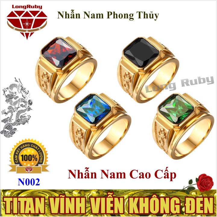 Nhẫn nam cao cấp Titan đá đỏ - N002