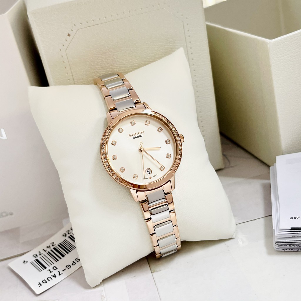 Đồng Hồ Nữ Dây Thép Không Ghỉ Chính Hãng Casio SHEEN SHE-4056SPG-7A