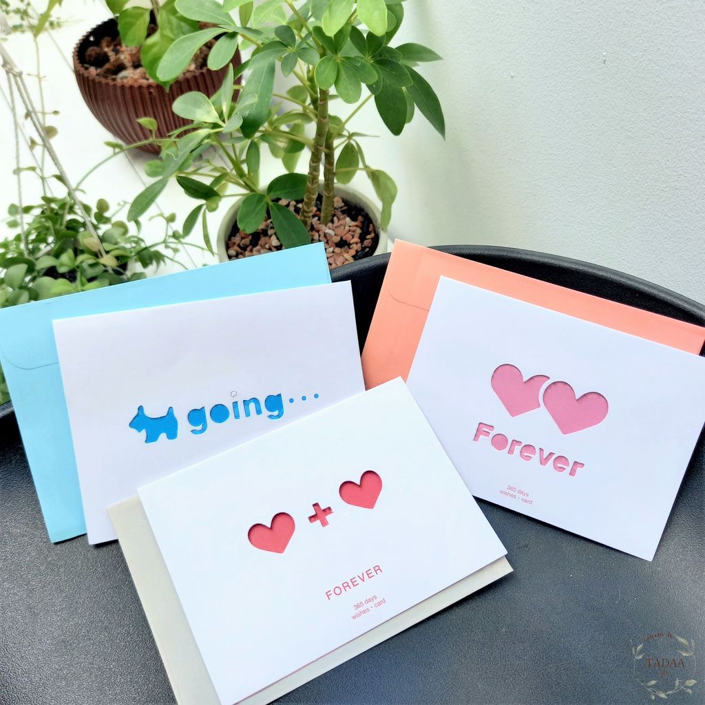 Thiệp Valentine trái tim, thiệp cám ơn, chúc mừng phong cách đơn giản dễ thương