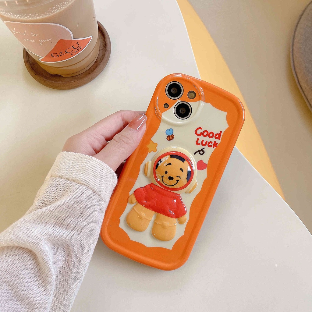 Ốp Điện Thoại IMD Họa Tiết Gấu Winnie Phi Hành Gia 3D Cho IPhone 13Pro Max Xr 11 12 Pro Max