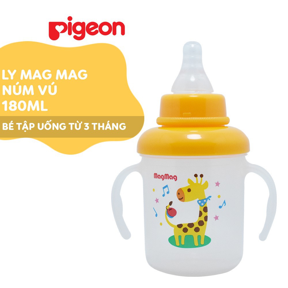 Bình (ly) tập uống nước Pigeon Cao Cấp núm ti cho bé từ 3 tháng dung tích 180ml