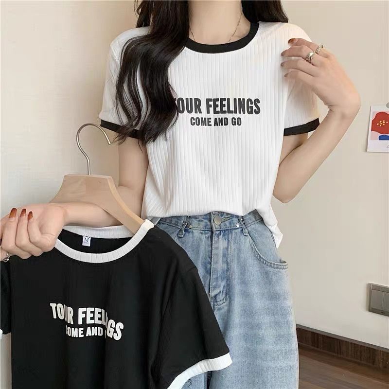 Áo Thun Cotton Cổ Tròn Ngắn Tay Phong Cách Hàn Quốc Cho Nữ JL-TX-441