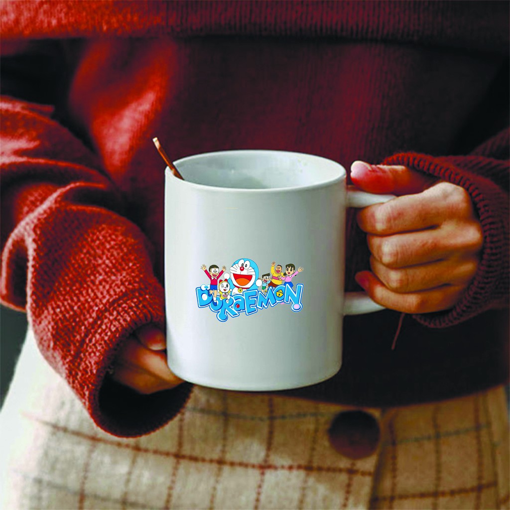 Ly cốc sứ in hình Doraemon Mèo máy đến từ tương lai anime chibi dễ thương tiện lợi