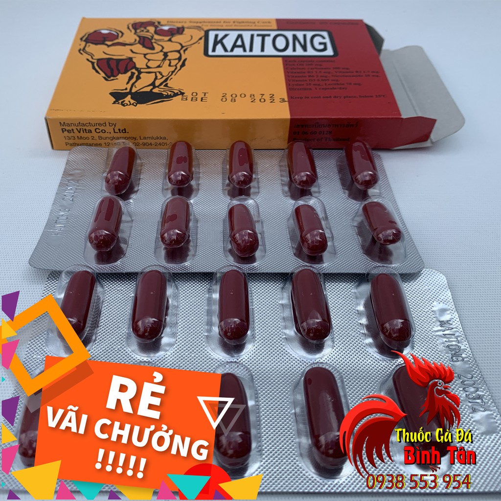 Thuốc Nuôi Gà Đá KaiTong Kích Lực Trước Đá Tăng Bo Tốt (1 Hôp 20 Viên)