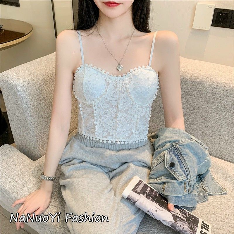 Áo Bra Ren 2 Dây Dáng Dài Kèm Mút Đệm Ngực  Cực Sang Chảnh mã 1873