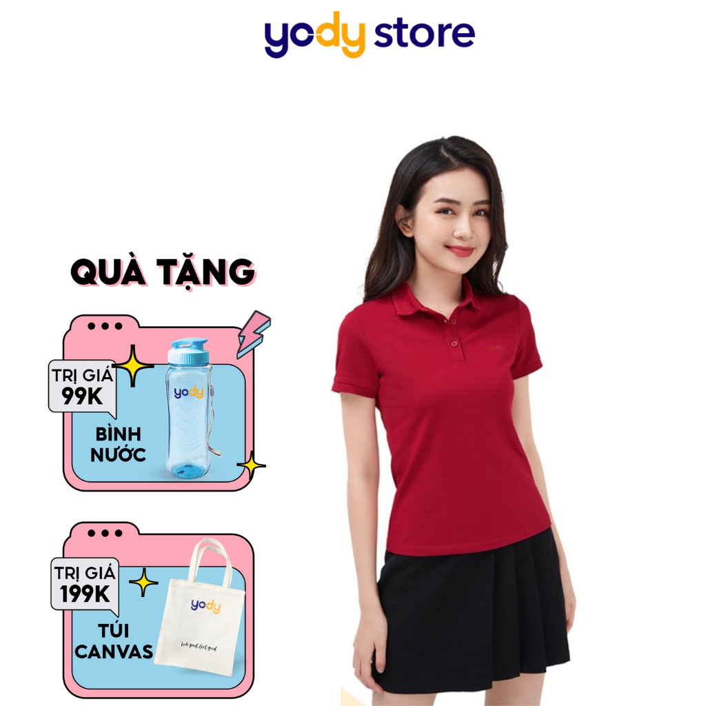 Áo polo nữ trơn YODY chất liệu cotton mềm mịn thoáng mát thấm hút mồ hôi APN5388