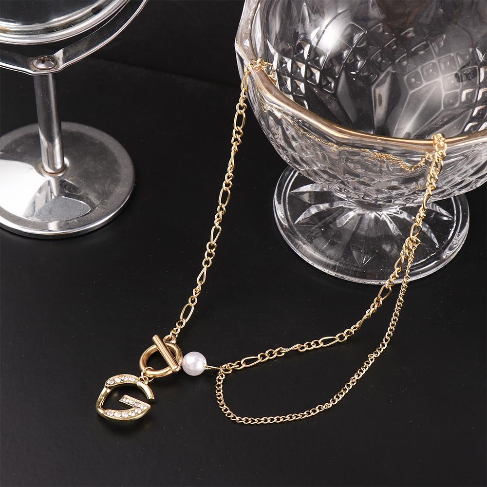 AROMA Vòng Cổ Choker Thiết Kế Dạng Chữ G Đính Đá Nhân Tạo Thời Trang Cho Nam Nữ