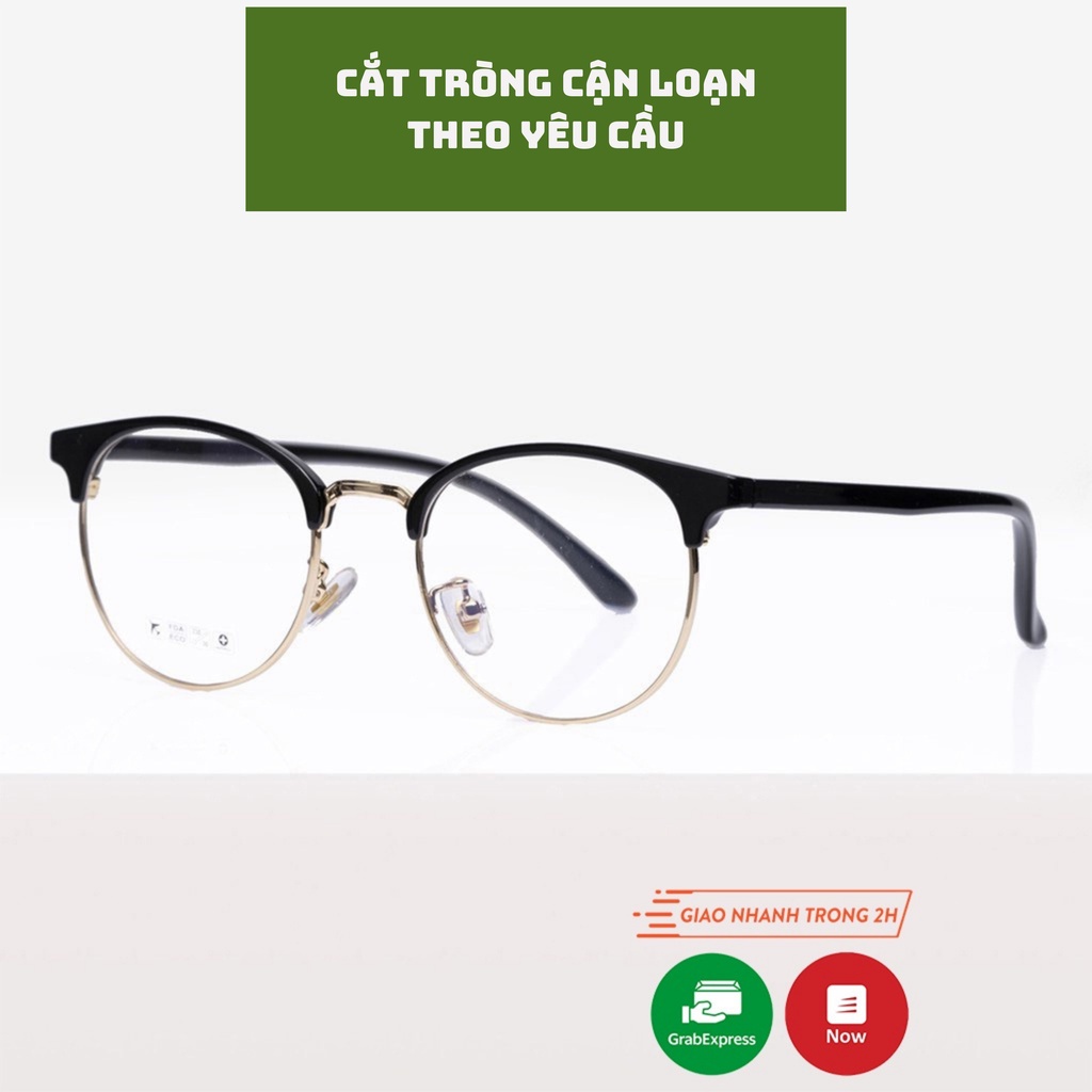 Kính cận nữ dáng tròn - Gọng kính cận nữ TR 6214 nhựa dẻo phối kim loại đẹp hợp thời trang