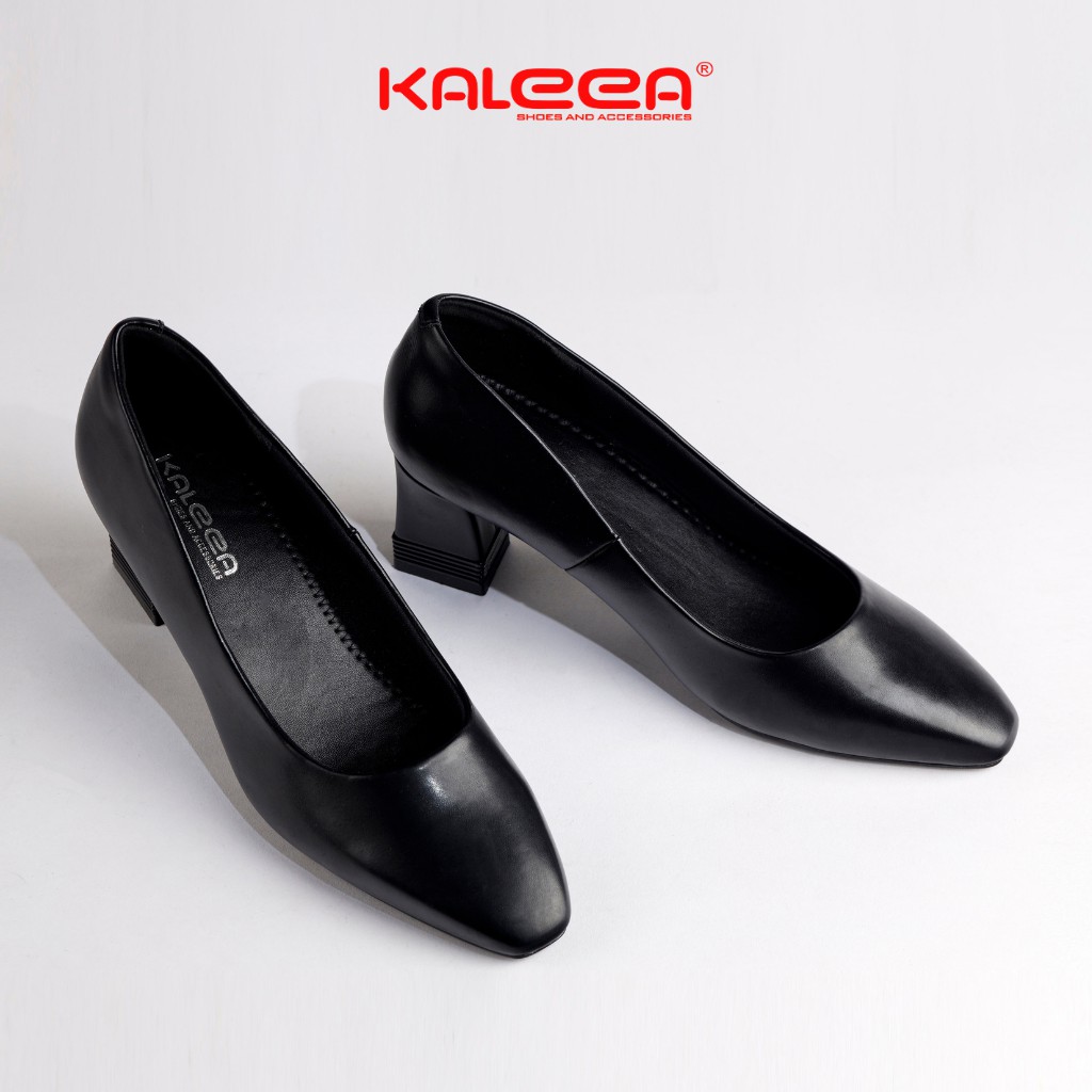 Giày Cao Gót 5p Nữ KALEEA UK1912 Chất Liệu Da Cao Cấp Đế Vuông Đúc Cao Su Nguyên Khối