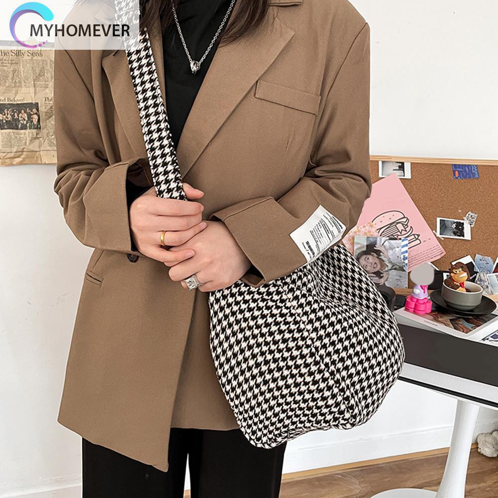 túi Vintage Pillow Messenger Bag Daily Women Canvas Plaid Pattern Shoulder Tote nữ