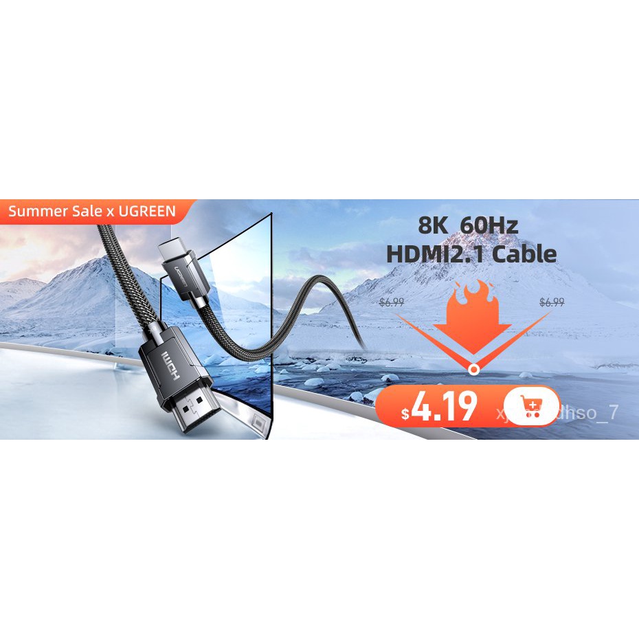 Cáp HDMI UGREEN JASOZ 8K 60Hz 2.1 48Gbps Male to Male Cable thích hợp cho TV máy tính PS4 PS5