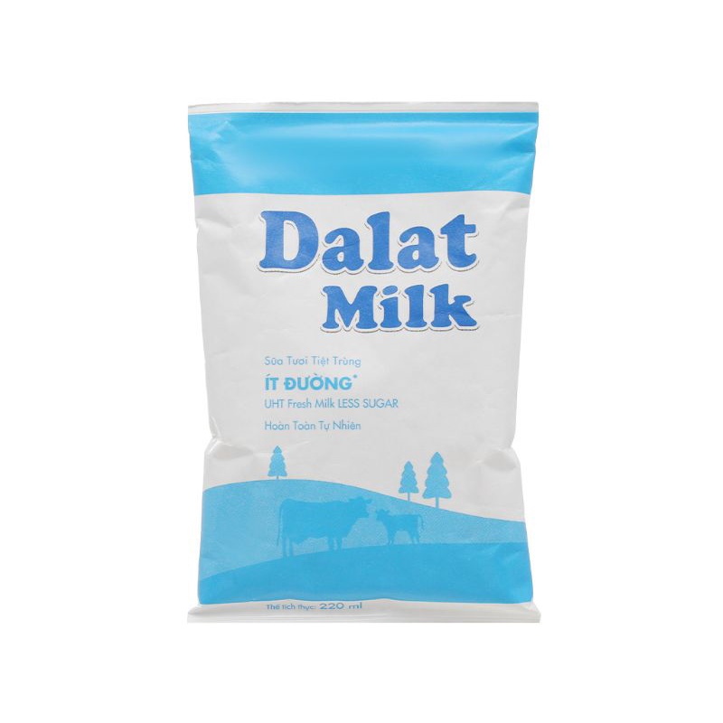 Sữa tươi tiệt trùng ít đường Dalat Milk bịch 220ml