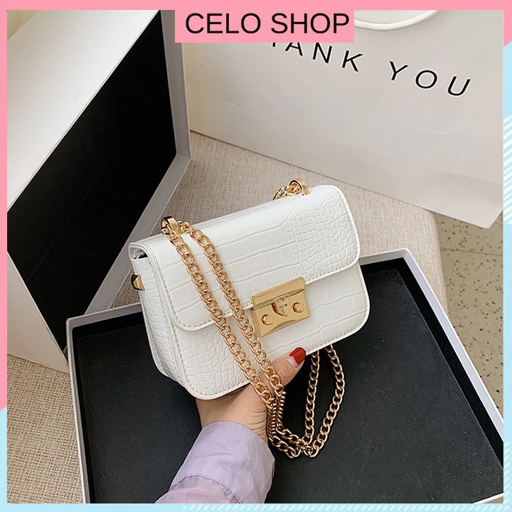 Túi mini đeo chéo da công sở nữ Celo Shop quảng châu cao cấp dây xích kẹp nách đẹp thời trang dạo phố