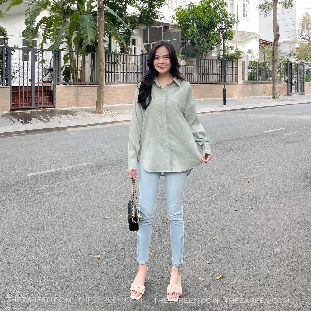 QUẦN JEANS SKINNY KHÓA GẤU ZAREEN JEA126 XANH NHẠT