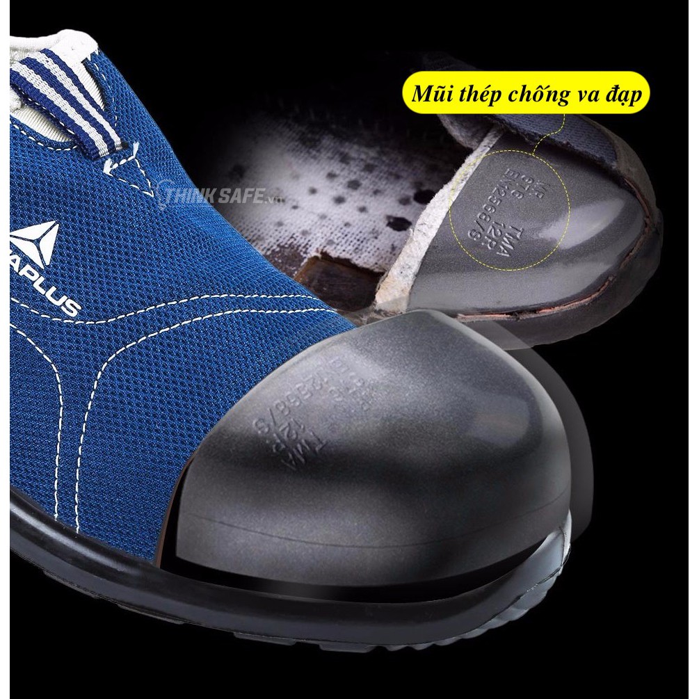 Giày bảo hộ lao động Delta plus Miami S1P chống dập ngón, chống tĩnh điện ESD, không dây (xanh) - Thinksafe