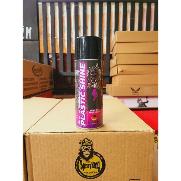 [Tặng kèm khăn] Chai xịt phục hồi nhựa nhám, nhựa đen, dưỡng đen dàn nhám Sprayking Plastic Shine 400ml