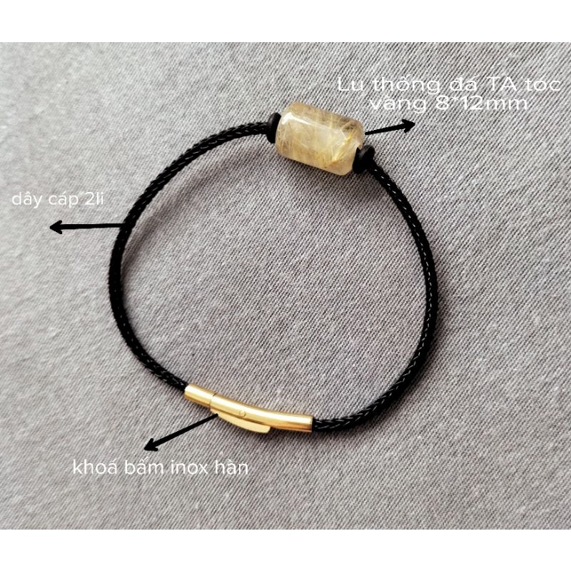Vòng tay nam nữ lu thống màu vàng chủ cung phi mệnh thổ kim may mắn đầu xuôi đuôi lọt