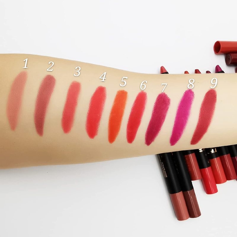 Son Môi Kiêm Chì Kẻ Viền Môi Lâu Trôi Không Thấm Nước Chống Dính Cốc 9 Màu Tùy Chọn