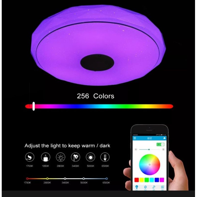 •HCM •Đèn Trần Âm Nhạc LED RGB Cao Cấp 150W/200W Điều Khiển Từ Xa Bằng Remote /Ứng Dụng Di động Thông Minh