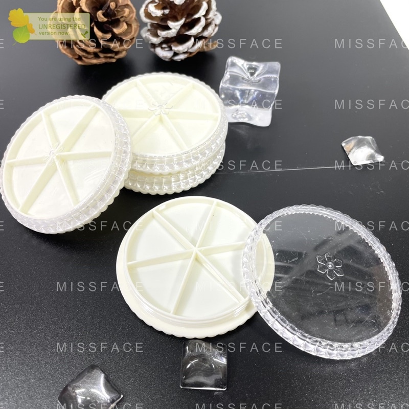 Hộp tròn 6 ô đựng đồ trang trí nail tiện lợi