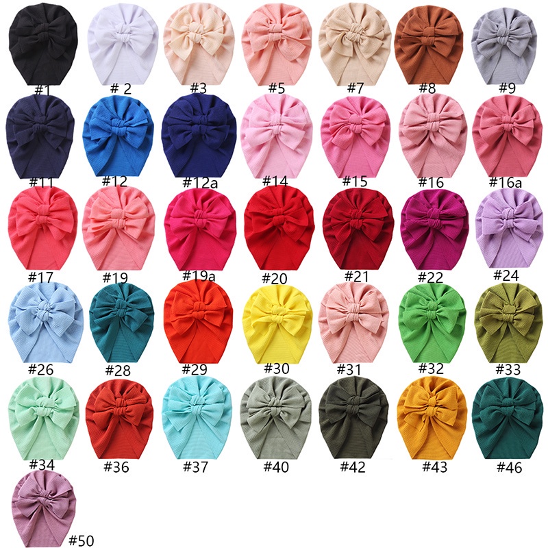 1 Mũ Turban Thắt Nơ Đôi 36 Màu Dành Cho Bé Trai Bé Gái