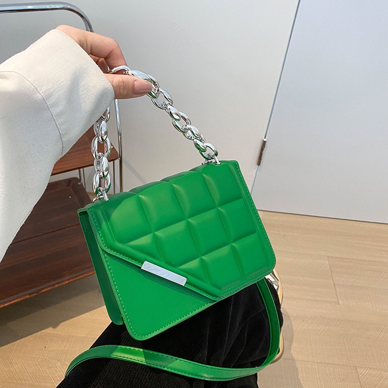 Túi Xách Đeo Vai Hình Vuông Nhỏ Kẻ Caro Phối Dây Xích Đơn Giản Thời Trang Dành Cho Nữ