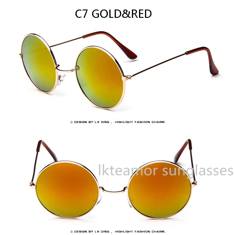 Kính mát tròn gọng kim loại vàng kiểu vintage cho cả nam và nữ