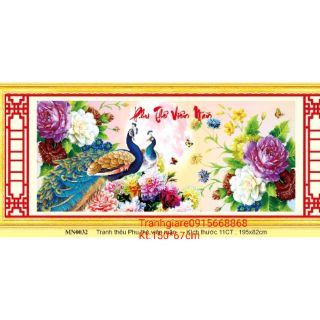 Tranh thêu chữ thập phu thê viên mãn tuyệt đẹp kt 150*67cm