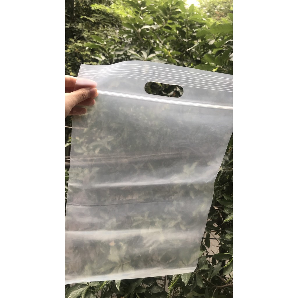 Túi zip hột xoài set 10 chiếc có quai xách đựng quần áo size 22x30 cm