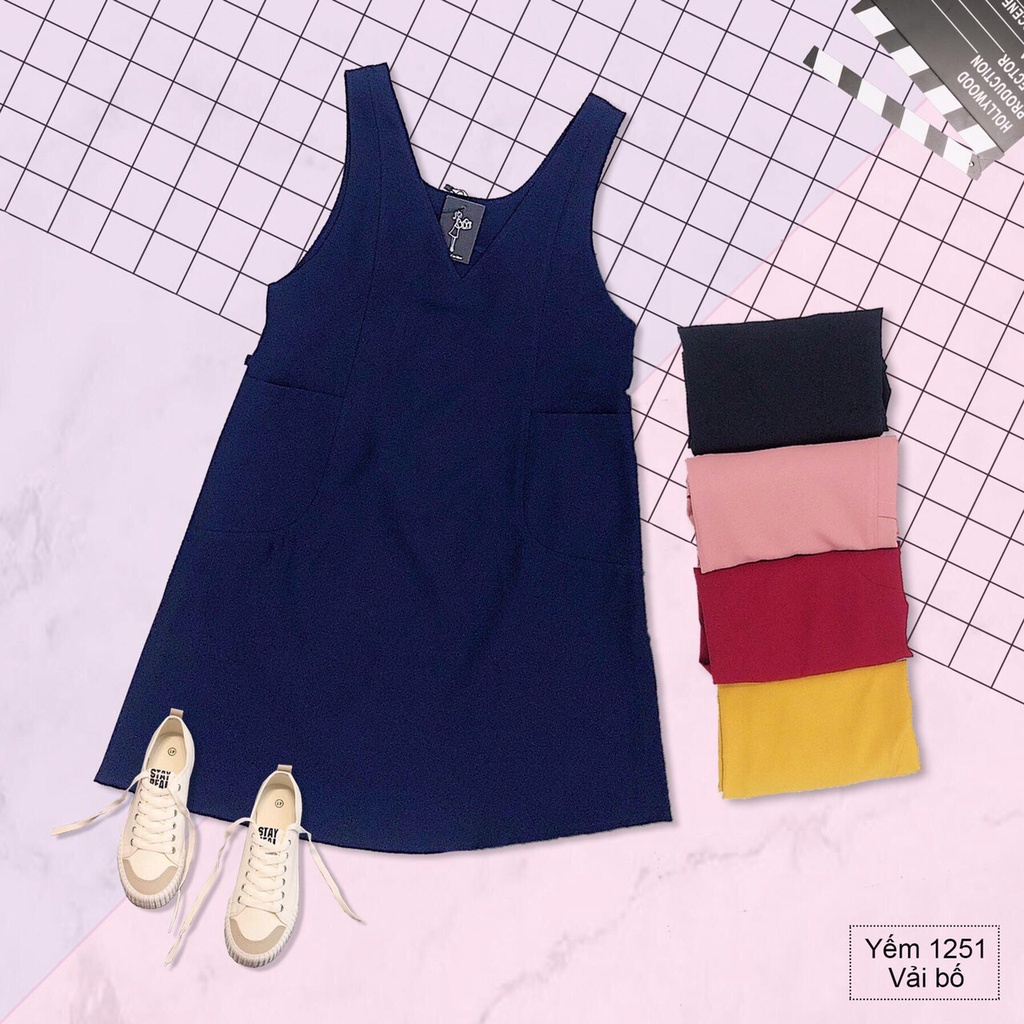 [HANNA] Đầm bầu yếm công sở yếm rời có size 40-80kg CHẤT VẢI CAO CẤP thấm mồ hôi thoáng mát không xù không nhăn