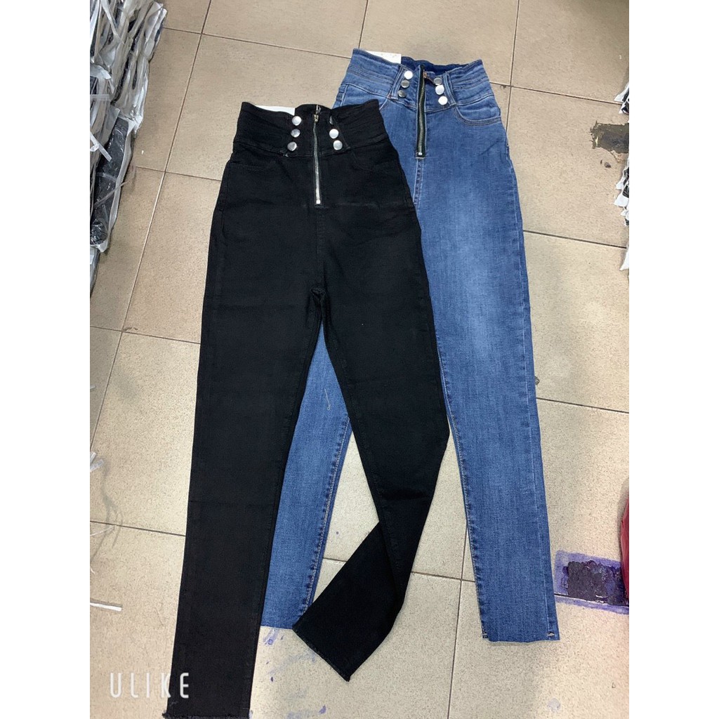 [VIDEO FREESHIP ] QUẦN SKINNY JEAN NỮ GIÃN LƯNG CAO MÀU XANH MÀU ĐEN DÂY KÉO 6 NÚT CAO CẤP BABO SIÊU TRẺ TRUNG