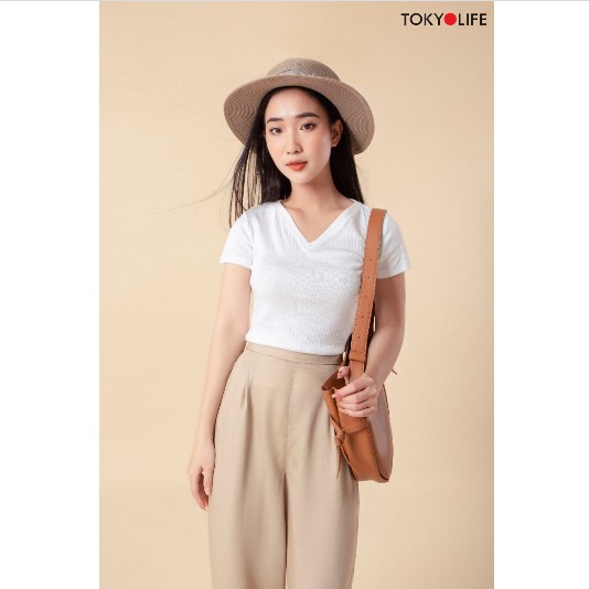 [Mã WABRSWK giảm 10% đơn 250K] Áo T-Shirt Nữ TOKYOLIFE cổ tim dáng ôm I9TSH538I