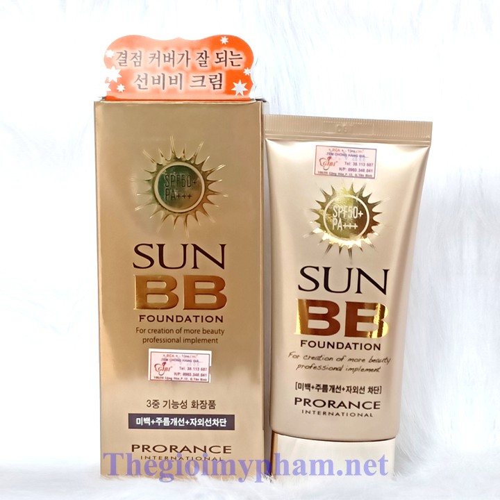 Kem Nền SUN BB Dưỡng Trắng Xóa Nhăn Và Chống Nắng  Prorance SPF 50+ PA+++