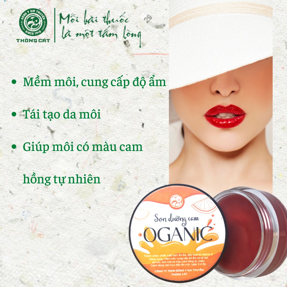 Son Dưỡng Cam Oganic THÔNG CÁT Son dưỡng môi giúp mềm môi,  cung cấp độ ẩm, tái tạo da môi làm môi luôn mềm mọng