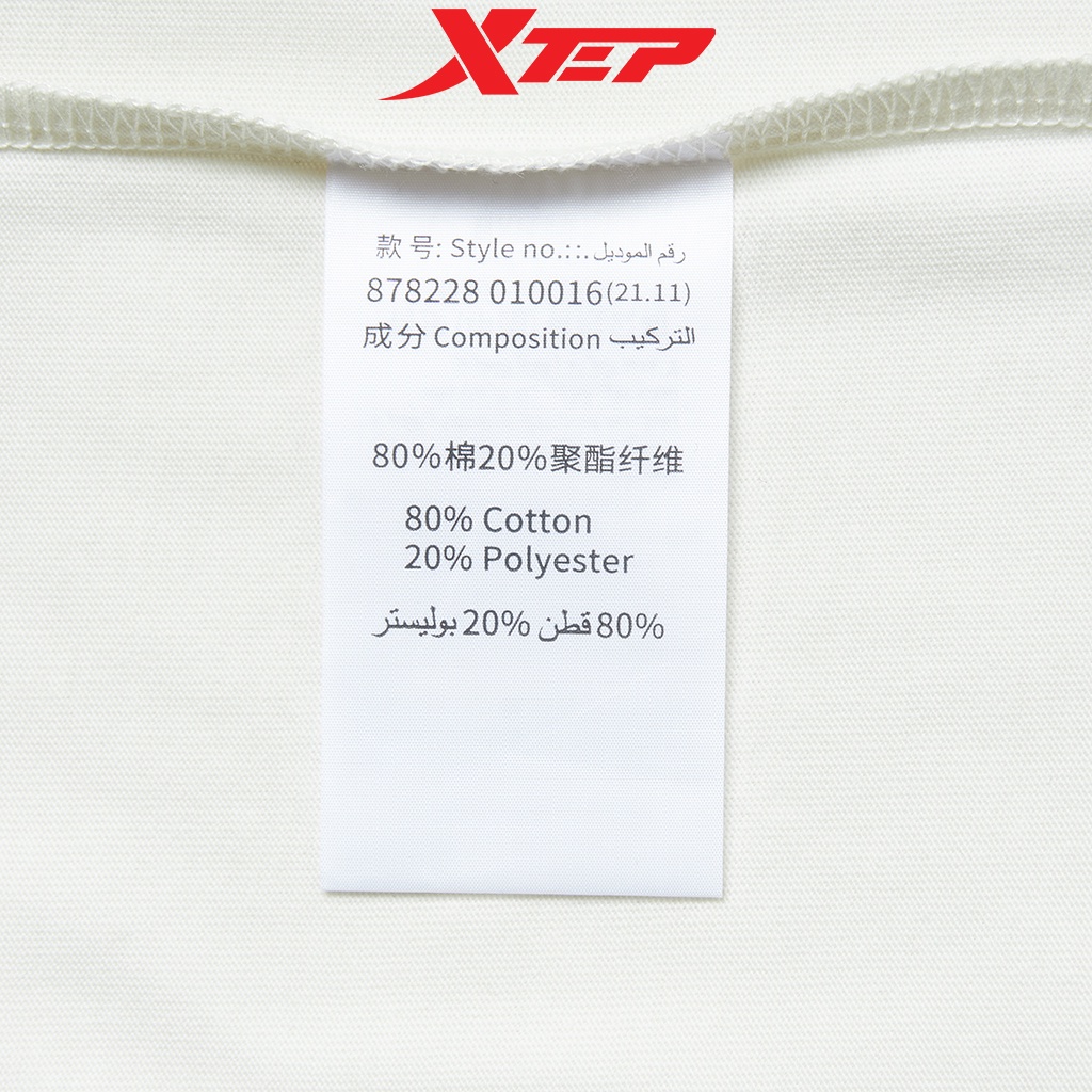 Áo phông thể thao nữ Xtep, cổ tròn, chất vải cotton mềm mại, thoáng mát, dáng unisex 878228010016