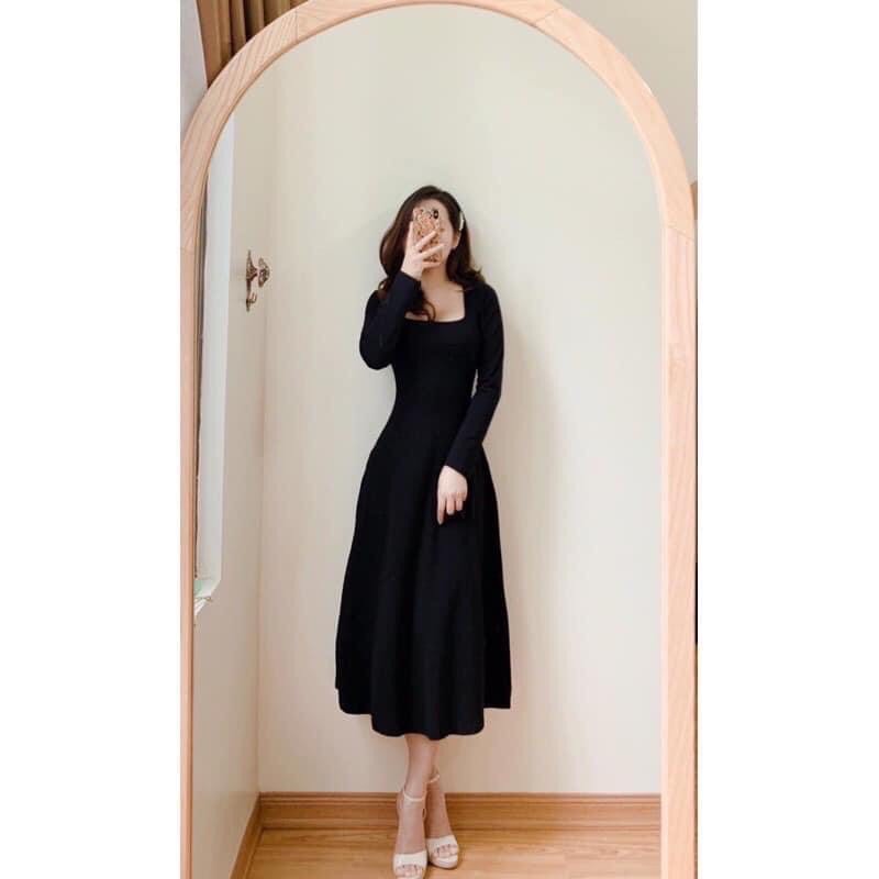 [Mã SKAMSALE06 giảm 10% tối đa 100K đơn 150K] Bán sỉ Váy cổ vuông dáng xoè 2 màu đen,nâu | BigBuy360 - bigbuy360.vn