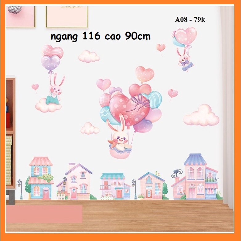 Decal dán tường phong cách Hàn Quốc, chủ đề công chúa màu hồng trang trí phòng cho bé | BigBuy360 - bigbuy360.vn