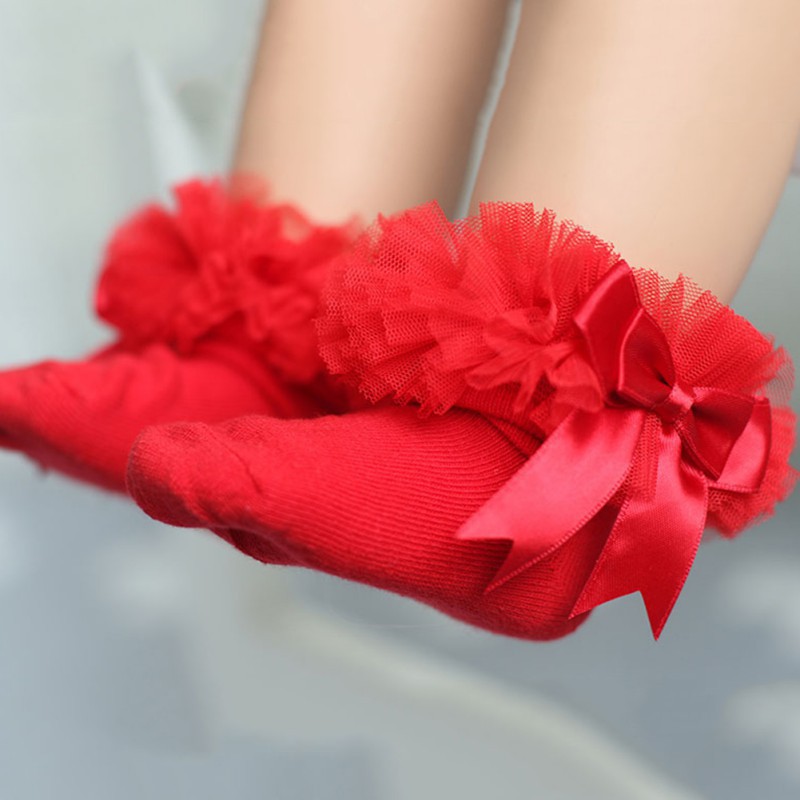 Vớ cổ thấp vải cotton phối ren hoa xinh xắn cho bé 0-5 tuổi