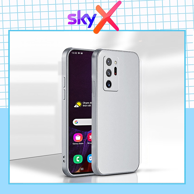 Ốp lưng SAMSUNG viền vuông mạ màu bạc kim loại sáng bóng Note 8 Note 9 Note10 Note10 plus Note 20 Note 20 Ultra