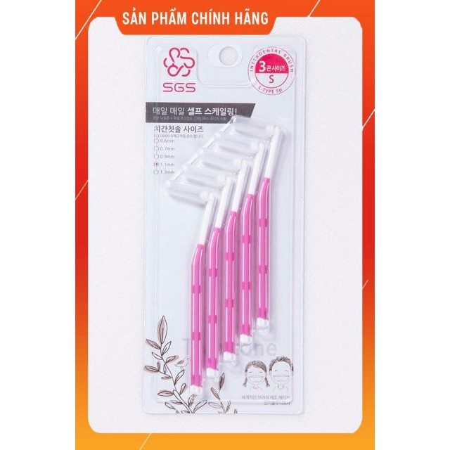 Chải kẽ răng cao cấp SGS Kiểu L size 1.1mm nhập khẩu từ Hàn Quốc ( vỉ 5 cây )