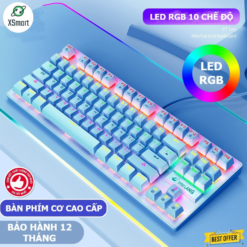 Bàn Phím Cơ Máy Tính K2 Pro Led RGB - Bàn Phím Cơ Blue Switch - Gõ êm Tay Có 10 Chế Độ Màu Cầu Vồng