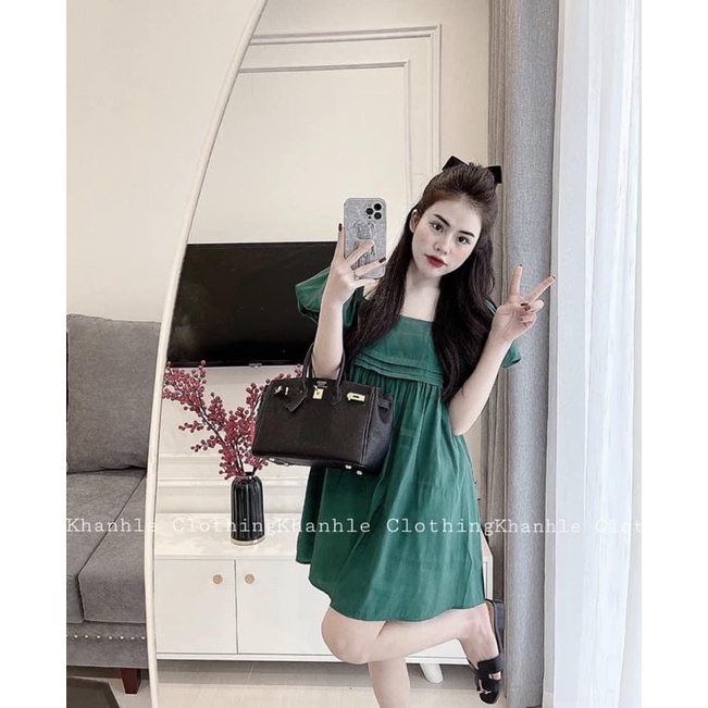 Váy Babydoll Thô Nơ Sau Tay Phồng 5 Màu Siêu Xinh Có Ảnh Thật Kèm Video