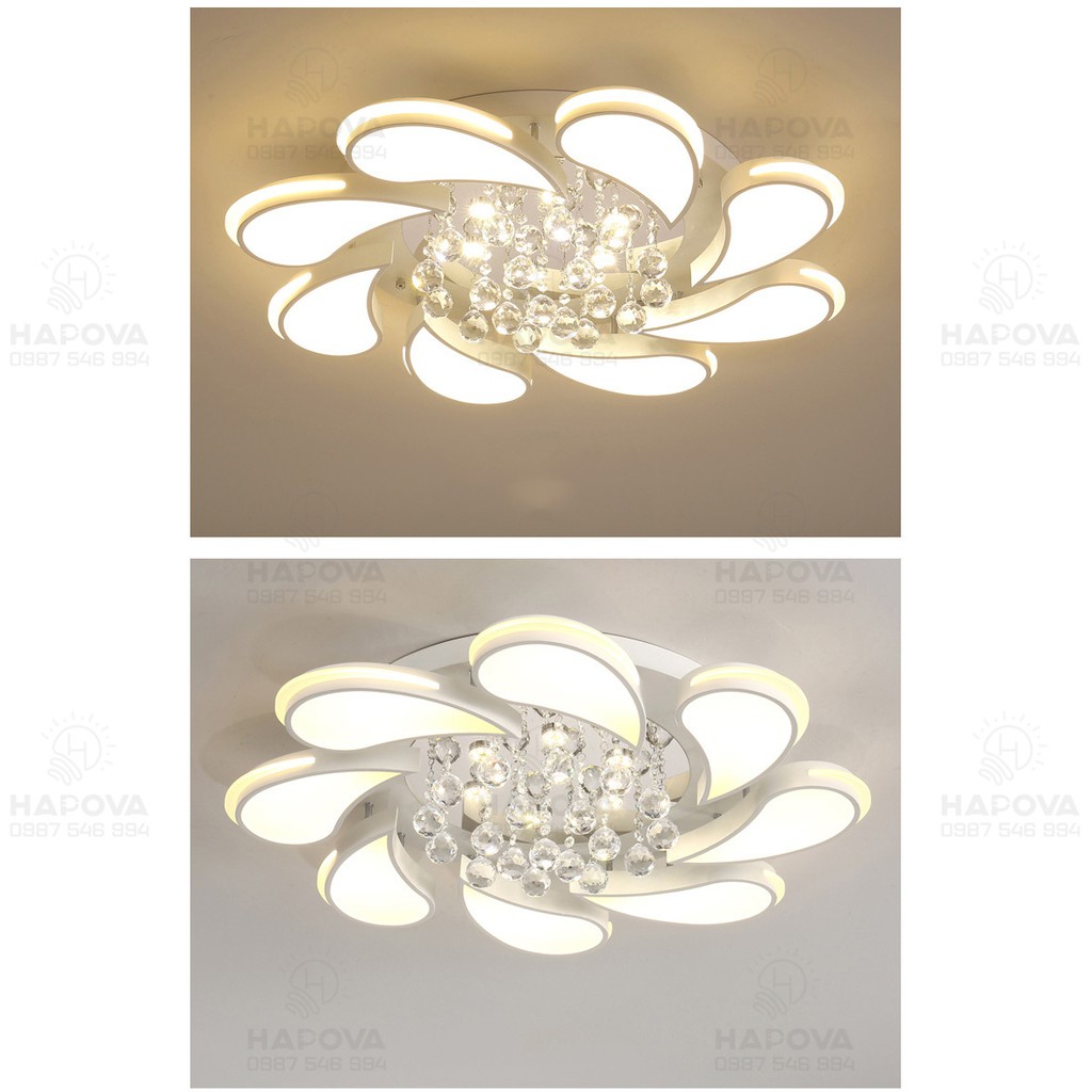 Đèn ốp trần, đèn trần phòng khách bằng pha lê HAPOVA GENER 0905