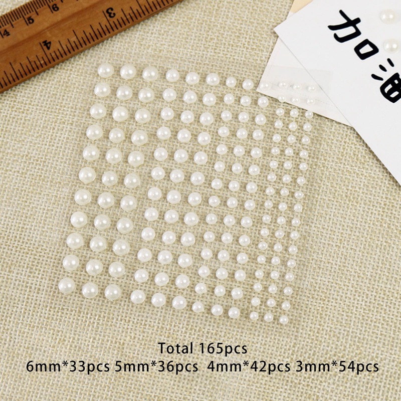 Set 1 Tờ / 165 Sticker Hạt Ngọc Trai Bán Nguyệt Bằng Nhựa Trang Trí Sổ Tay DIY