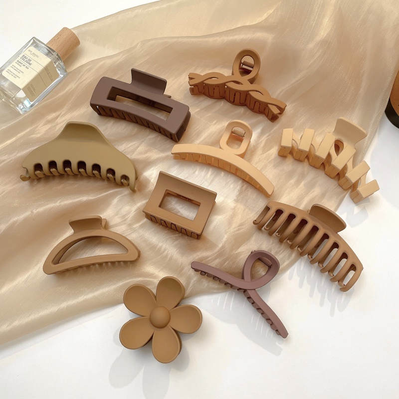 Bộ Kẹp Tóc Càng Cua Lớn Màu Trơn Nhám Phong Cách Vintage Thời Trang Cho Nữ