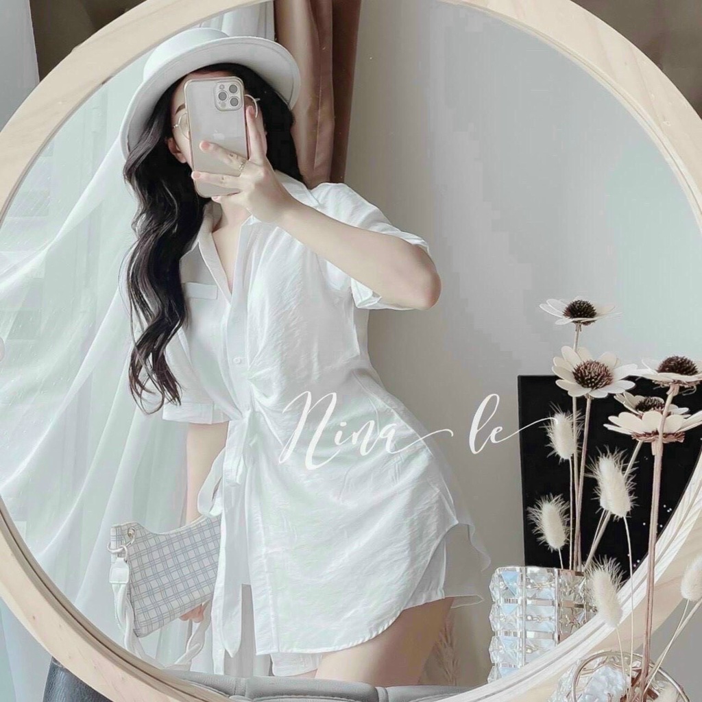 Sét 3 món đi biển đi tiệc màu trắng đũi ren lưới áo có bra cúp ngực size S M