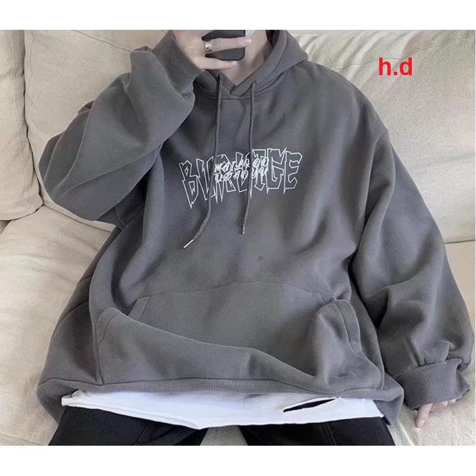 Áo hoodie dáng rộng dài tay lọ hoa Chất nỉ ngoại phong cách Hàn Quốc mùa thu đông cho nam