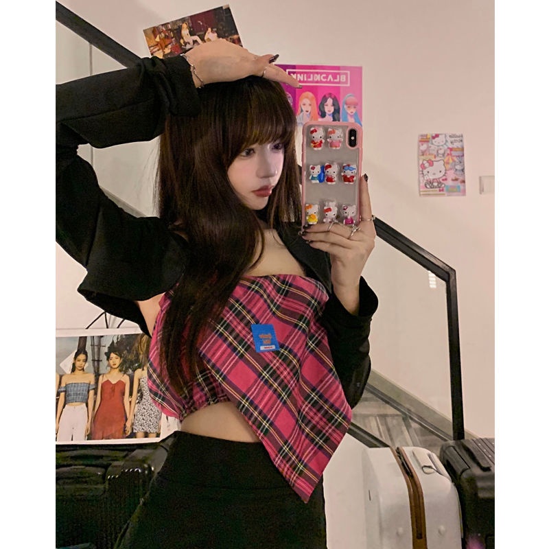 Bộ Áo Ống Kẻ Sọc + Áo Khoác Cardigan Tay Dài Thiết Kế Quyến Rũ Cho Nữ